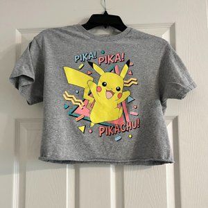 S Pikachu Pokémon grey crop shirt
